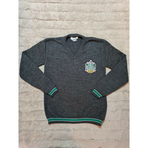 Harry Potter Slytherin Uniform V-Neck Sweater Size Adult M Grey/Green